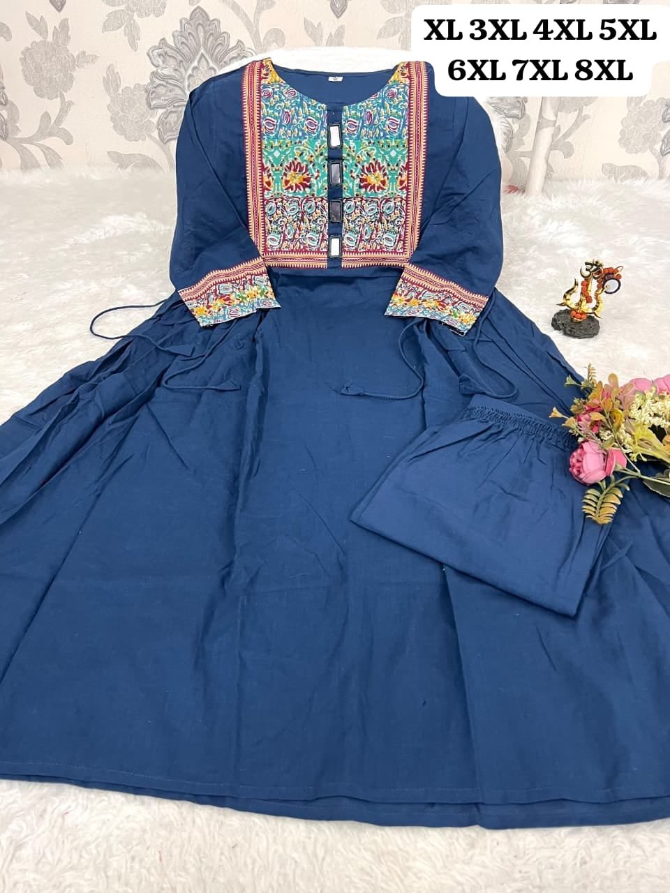 Designer heavy kurti pent set in premium cotton febric