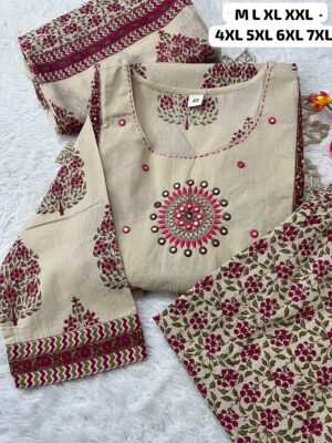 Alternative view of PURE MUL COTTON KURTI WITH PANT WITH MATCHING DUPPATA
