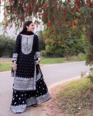 AK-Series New Designer Party Sharara Suit & Dupatta Set