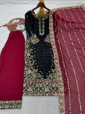Alternative view of PRESERNTING NEW EID SPACIAL FANCY DESIGN HEAVY EMBROIDERY AND SEQUENCE WORK TOP - PLAZZO WITH  DUPATTA