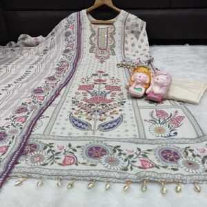 Alternative view of These stunning ethnic sets are crafted from premium Maslin fabric, known for its buttery-smooth texture, natural sheen, and lightweight comfort
