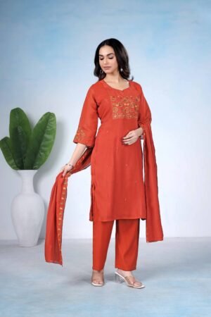 Pure  Mul Chanderi with embrodery work