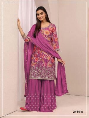 - Heavy Chinon with Digital Print & Heavy Embroidered 3mm Sequence Work