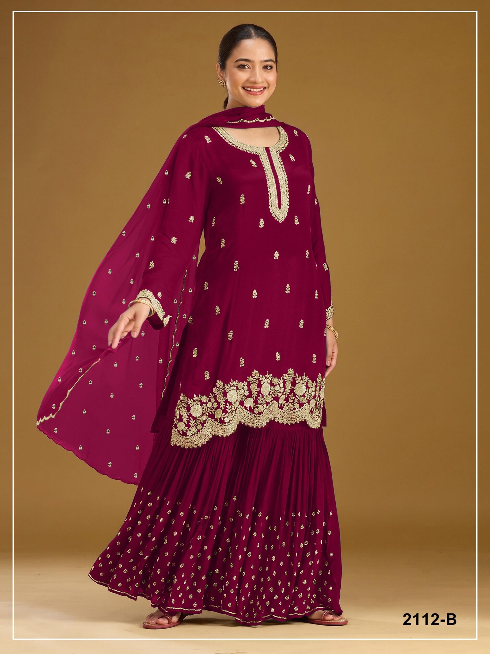 Blooming Fox Georgette with Heavy Embroidered 3mm Sequence Work