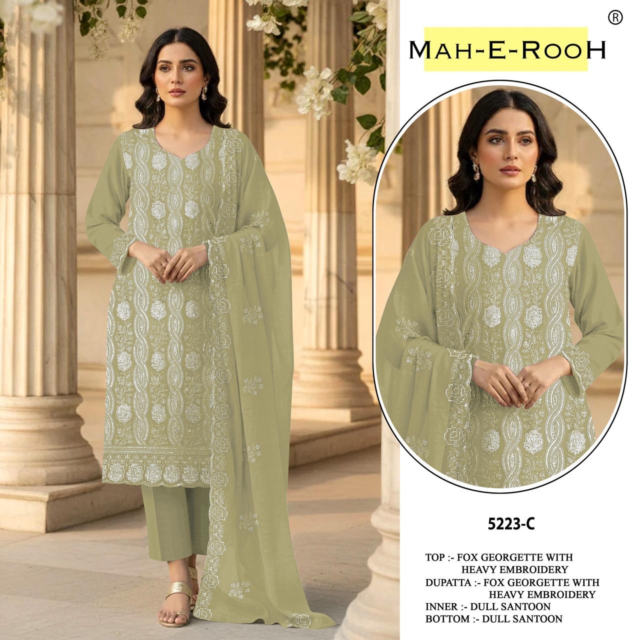 Fox Georgette with Heavy Embroidered 3mm Sequence Work + Zarkhan Work - Image 3