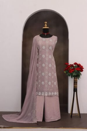 Alternative view of Fox Georgette with Heavy Embroidered 3mm Sequence Work + Zarkhan Work