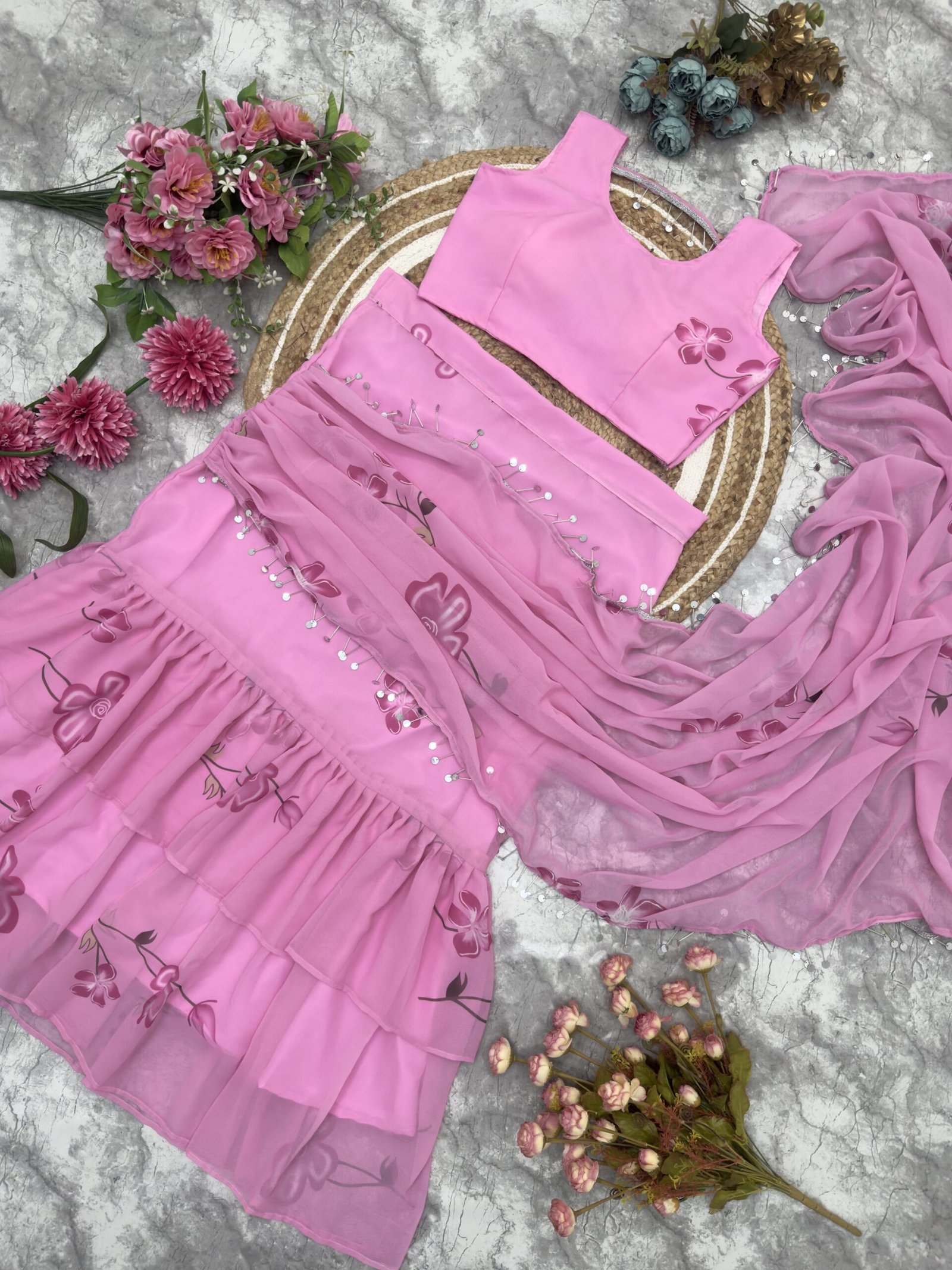 🍭One More Super Hit Georgette Ruffle Ready To Wear Saree With Readymade Blouse Design Launch - Image 2