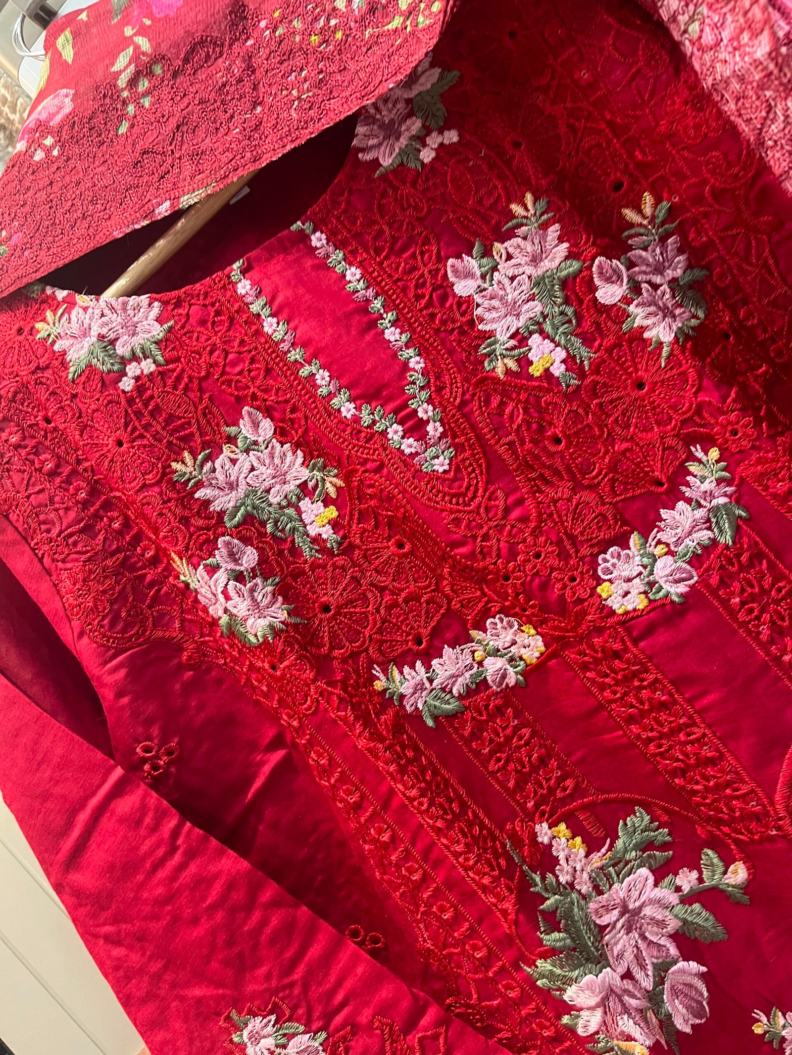 CHIKANKARI COTTON STITCHED (INNER STITCHED) WITH STITCHED COTTON BOTTOM WITH KOTA CHEX EMBROIDERY DUPATTA - Image 2