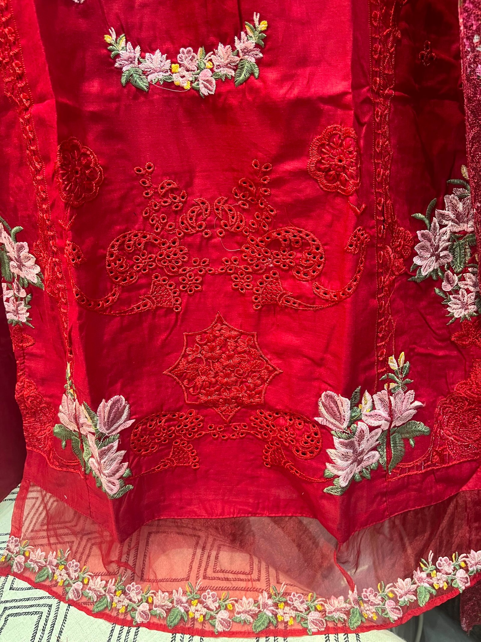 CHIKANKARI COTTON STITCHED (INNER STITCHED) WITH STITCHED COTTON BOTTOM WITH KOTA CHEX EMBROIDERY DUPATTA - Image 3