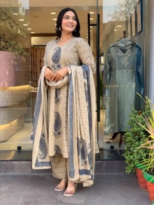 Morgan Silk Digital Print Kurti With Pant With Dupatta