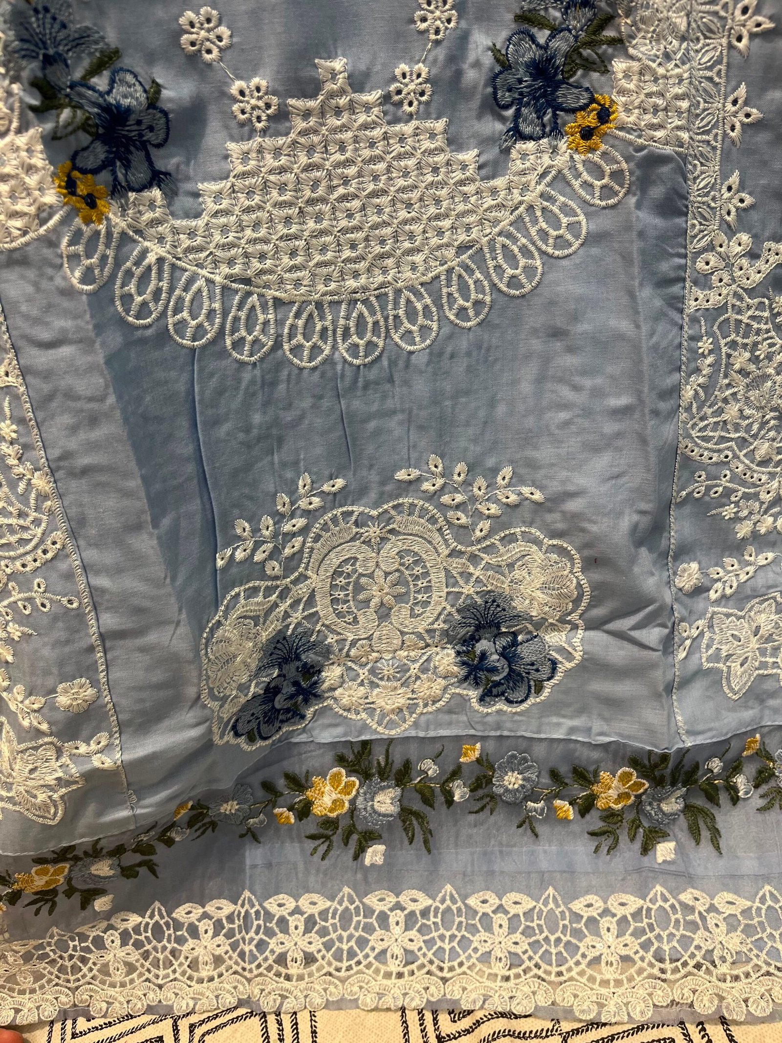 CHIKANKARI COTTON STITCHED (INNER STITCHED) WITH STITCHED COTTON BOTTOM WITH KOTA CHEX EMBROIDERY DUPATTA - Image 3