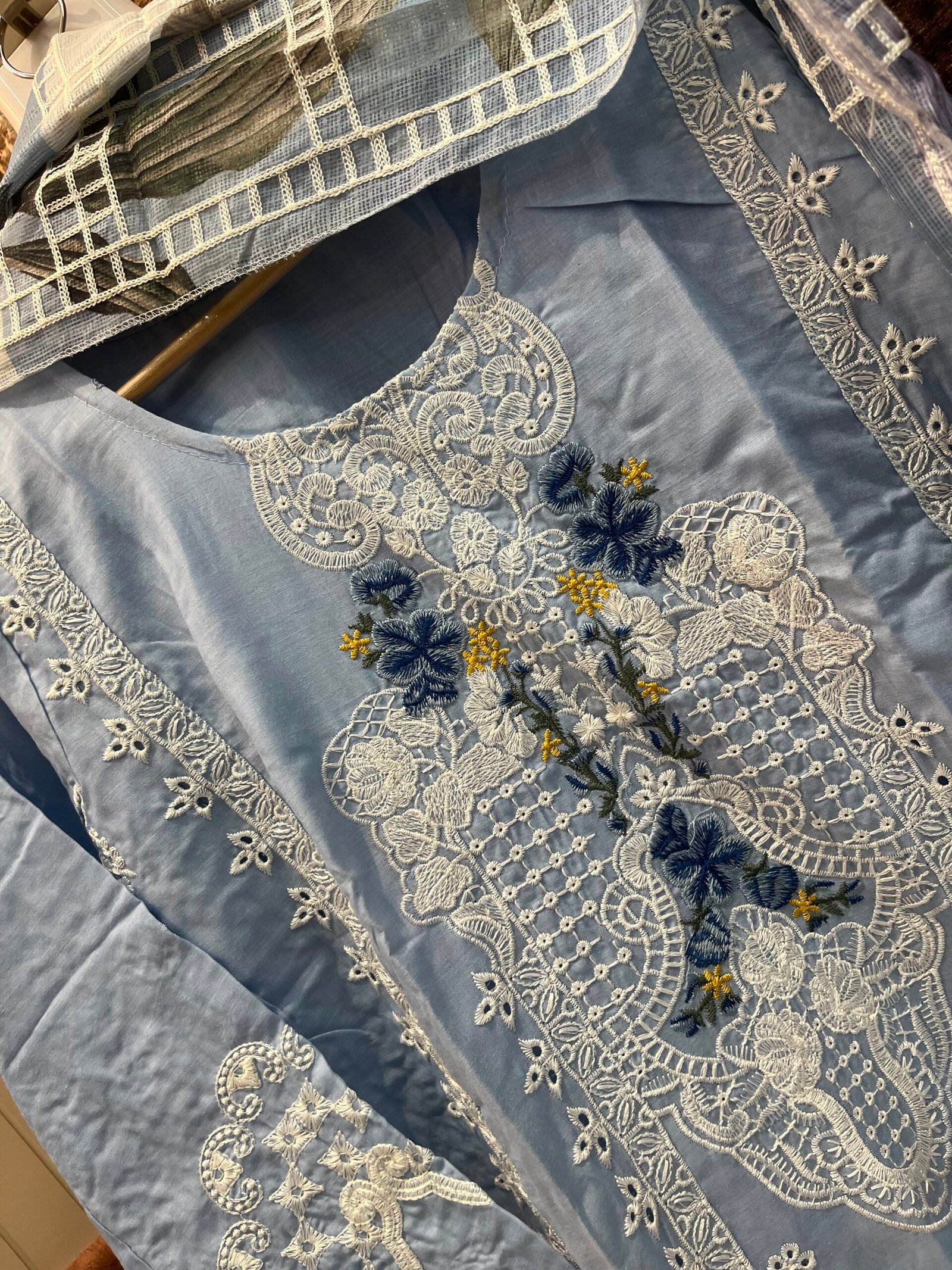 CHIKANKARI COTTON STITCHED (INNER STITCHED) WITH STITCHED COTTON BOTTOM WITH KOTA CHEX EMBROIDERY DUPATTA - Image 2