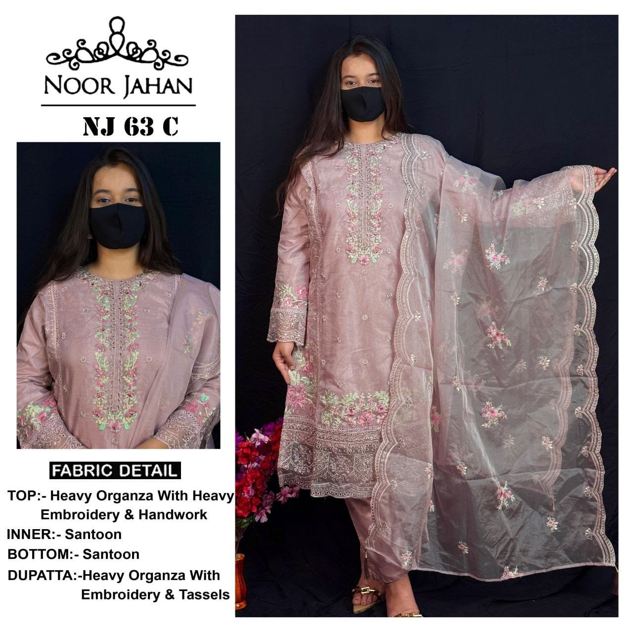 Heavy Organza With Heavy Embroidery & Hand Work - Image 5