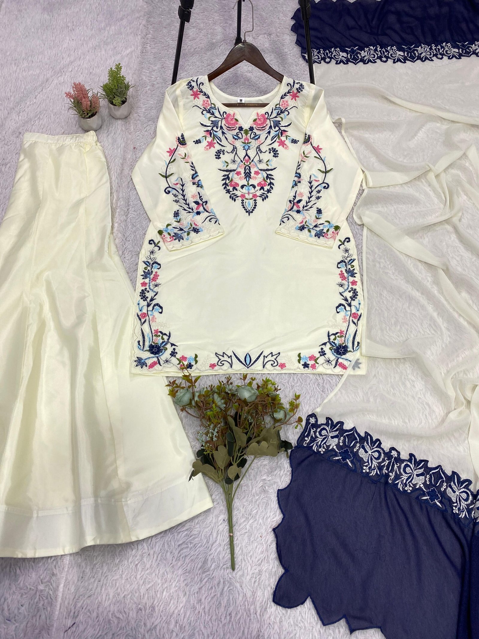 THIS SEASON WEAR OUR BEAUTIFUL EMBROIDERED TOP , PLAZZO WITH DUPATTA - Image 2