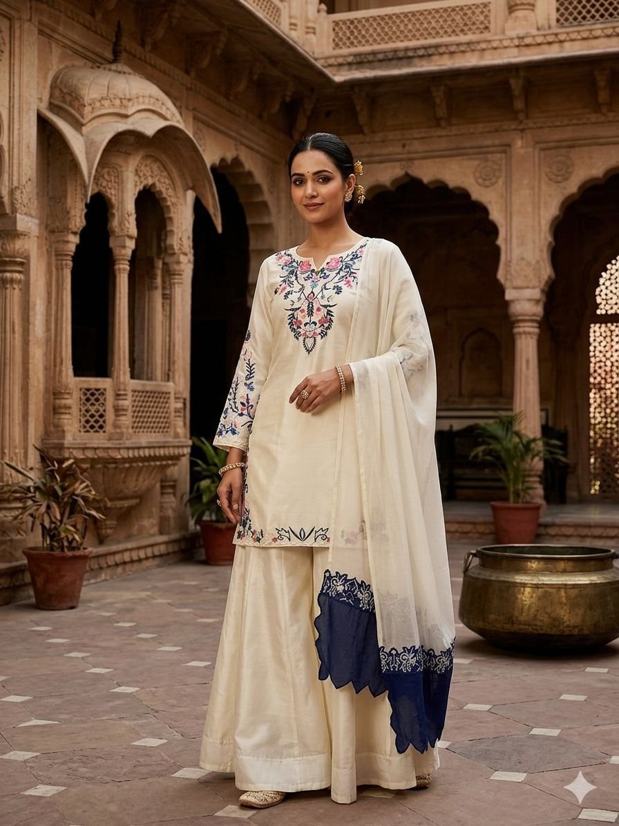 THIS SEASON WEAR OUR BEAUTIFUL EMBROIDERED TOP , PLAZZO WITH DUPATTA