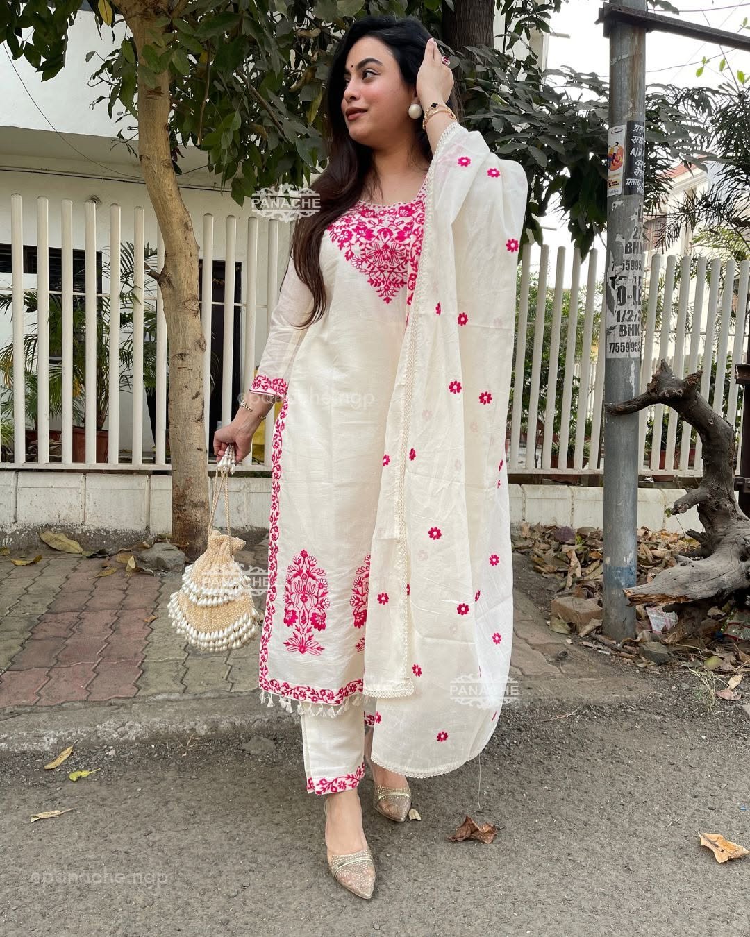 100% Pure Khadi Cotton Kurti With Pant With Beautiful Embroidery Work Duppata