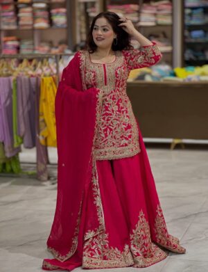AK-Series New Designer Party Top Sharara & Dupatta Set