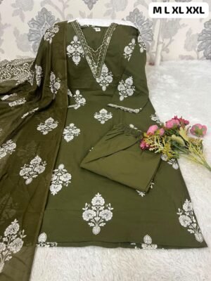 PURE  COTTON KURTI WITH PANT WITH PREMIUM DUPPATA