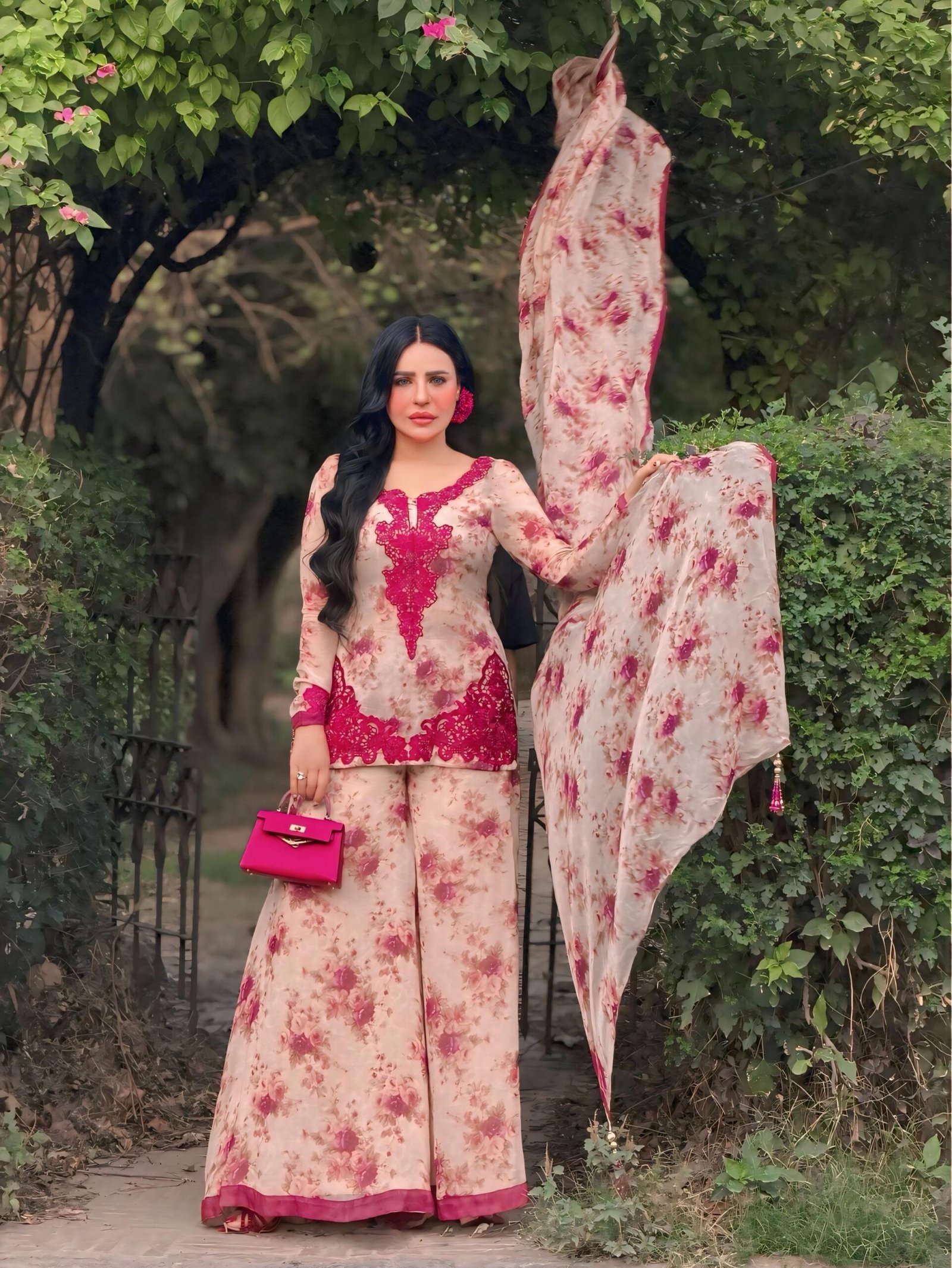 Presenting New Designer Collection In Heavy Faux Georgette Silk Top-Bottom And Dupatta Set Fully Stitched Ready To Wear
