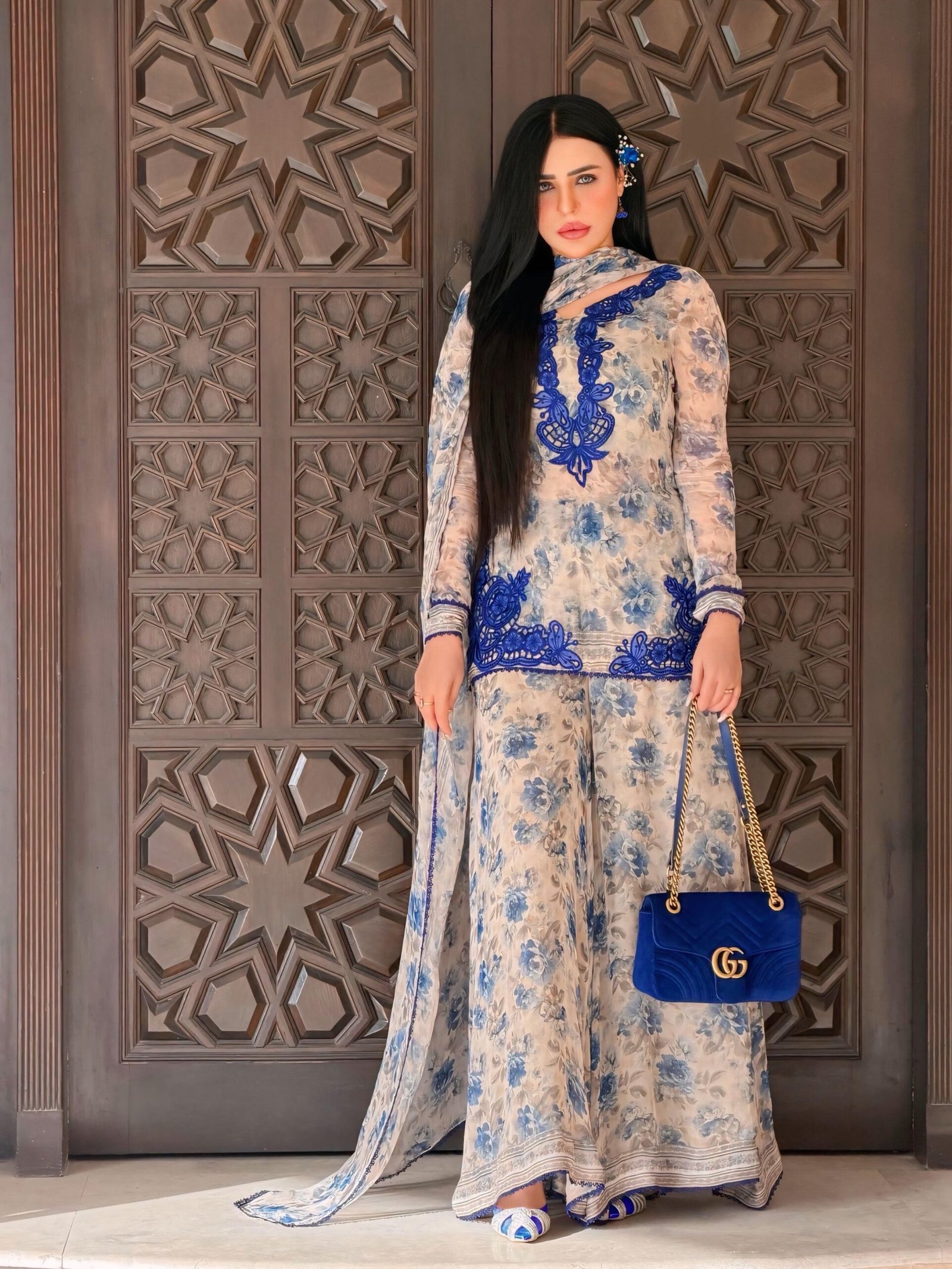 Presenting New Designer Collection In Heavy Faux Georgette Silk Top-Bottom And Dupatta Set Fully Stitched Ready To Wear - Image 3