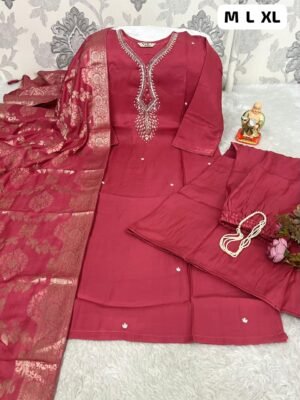 DHANAKA OFFER: Premium Roman Glass Silk Ethnic Set