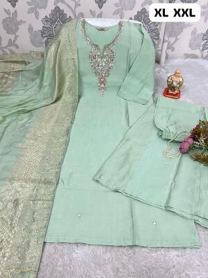 Alternative view of DHANAKA OFFER: Premium Roman Glass Silk Ethnic Set