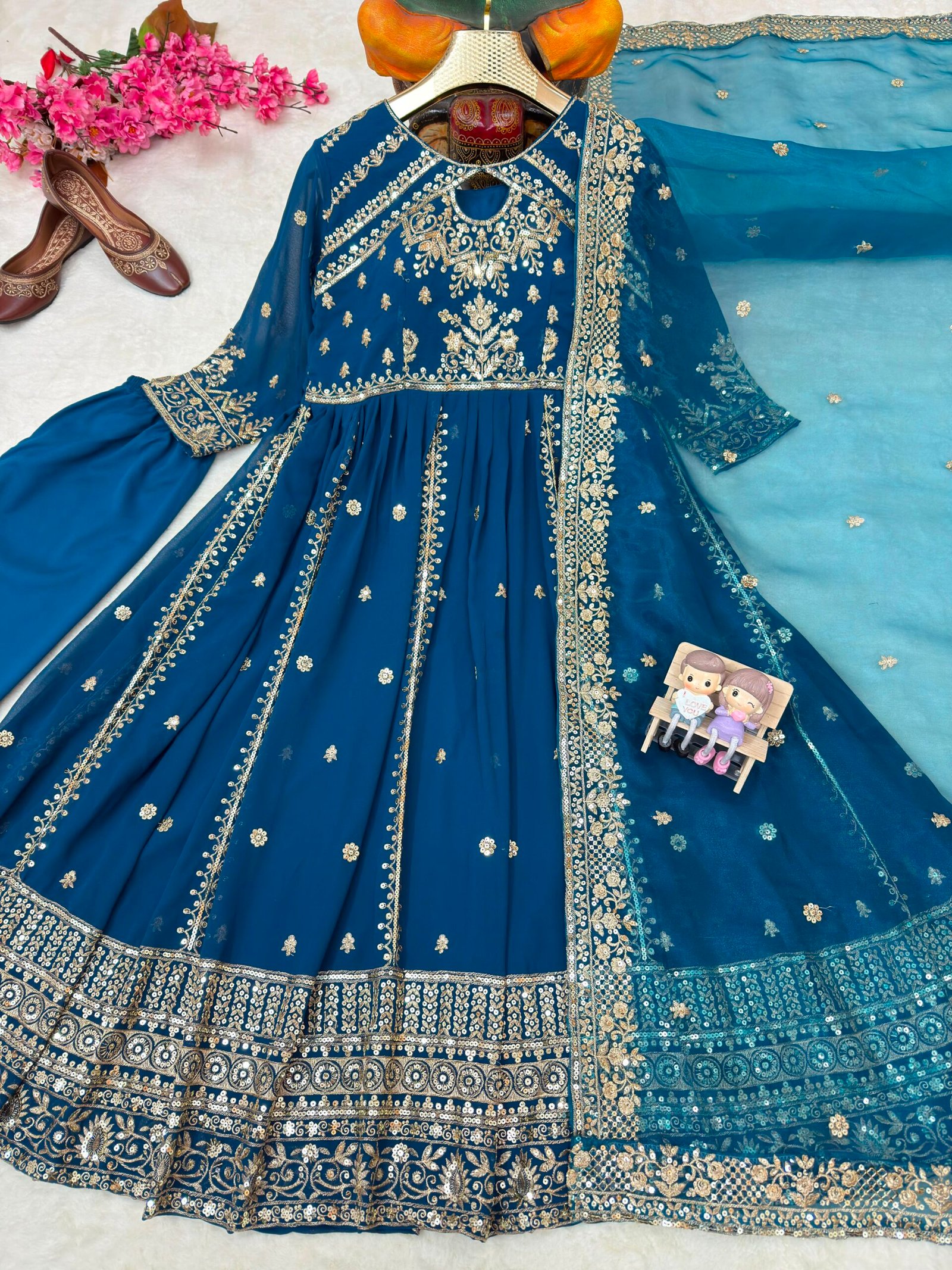 LAUNCHING NEW RED , RAMA , YELLOW DESIGNER ANARKALI GOWN - Image 4