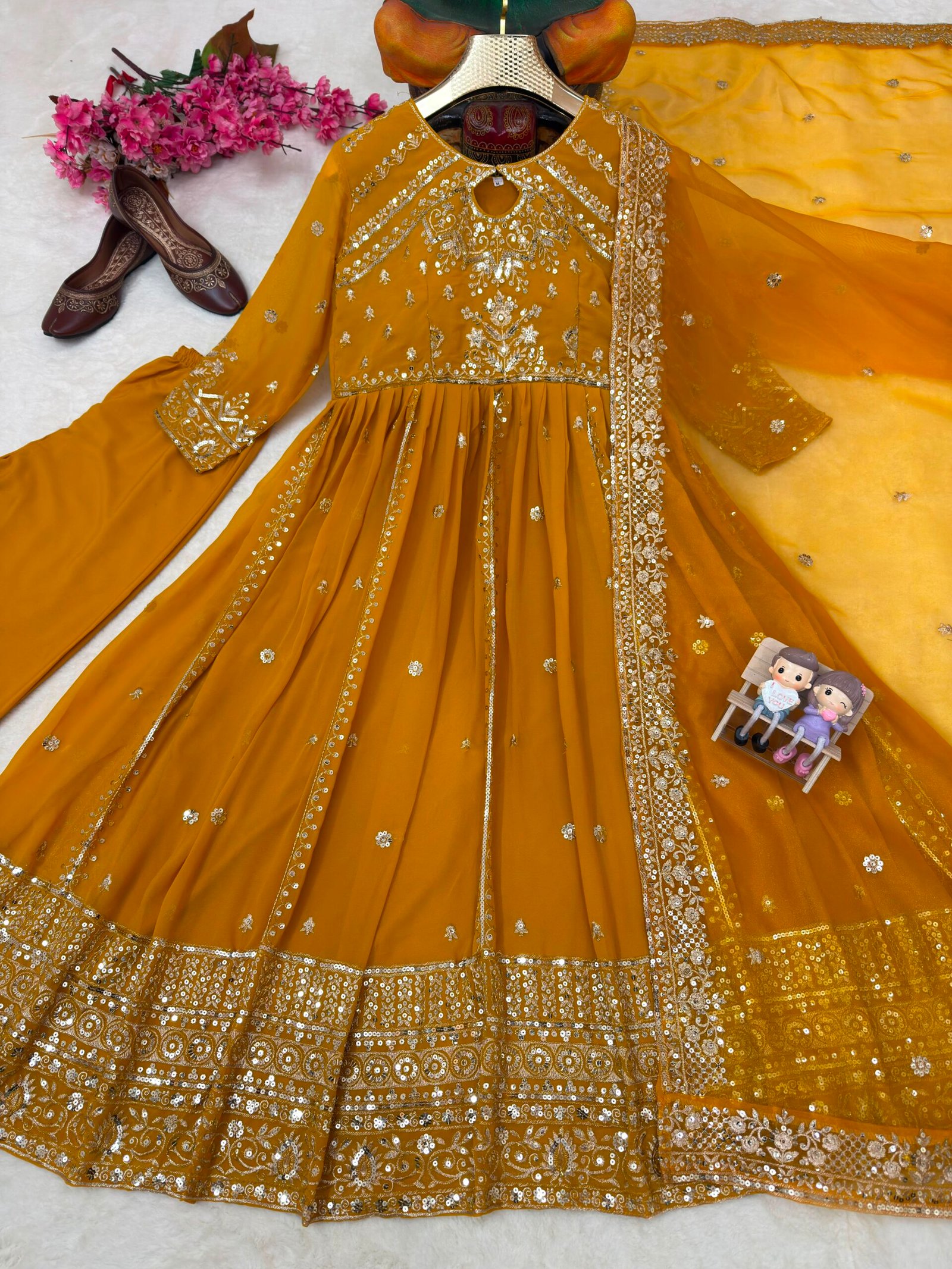 LAUNCHING NEW RED , RAMA , YELLOW DESIGNER ANARKALI GOWN - Image 6