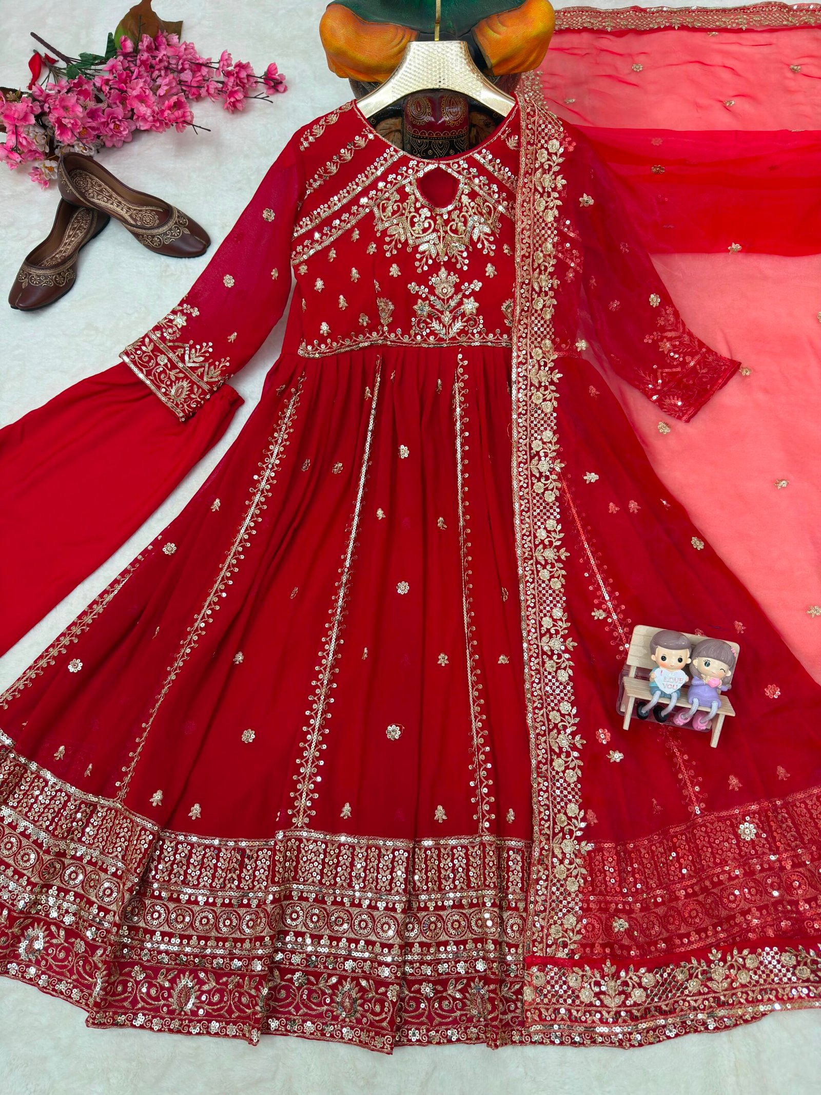 LAUNCHING NEW RED , RAMA , YELLOW DESIGNER ANARKALI GOWN - Image 2