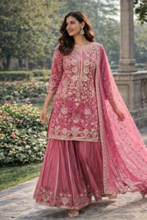 PRESERNTING NEW READY TO WEAR DESIGN HEAVY EMBROIDERY AND SEQUENCE WORK TOP - PLAZZO WITH DUPATTA