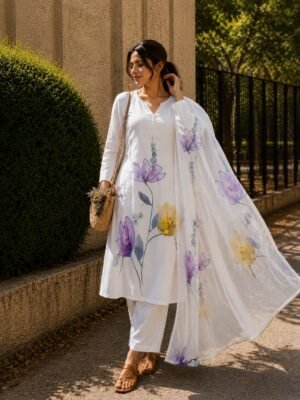 Launching New  Đěsigner Pure MUL MUL LILAN Top With Pent & Dupatta Set