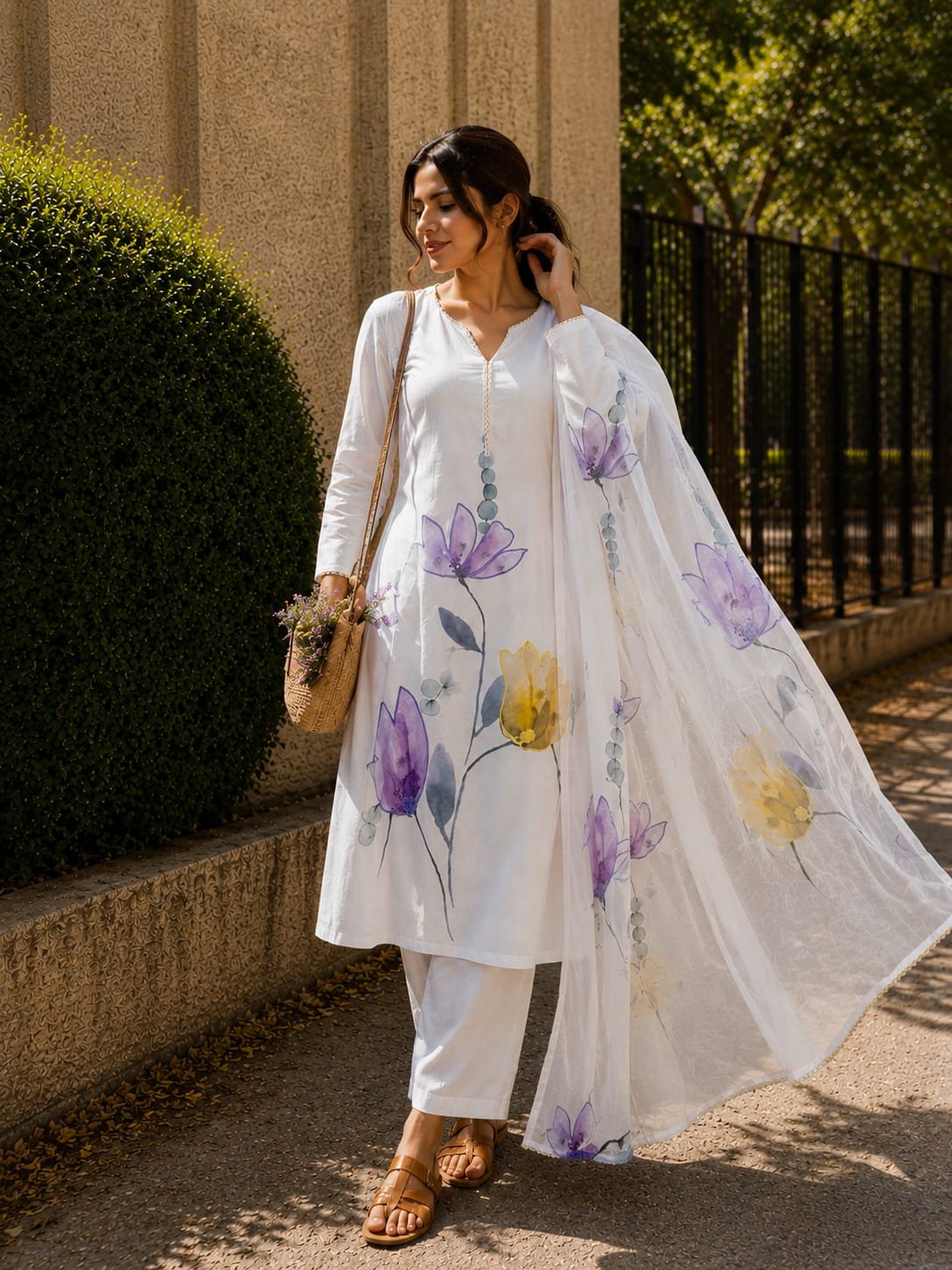 Launching New Đěsigner Pure MUL MUL LILAN Top With Pent & Dupatta Set