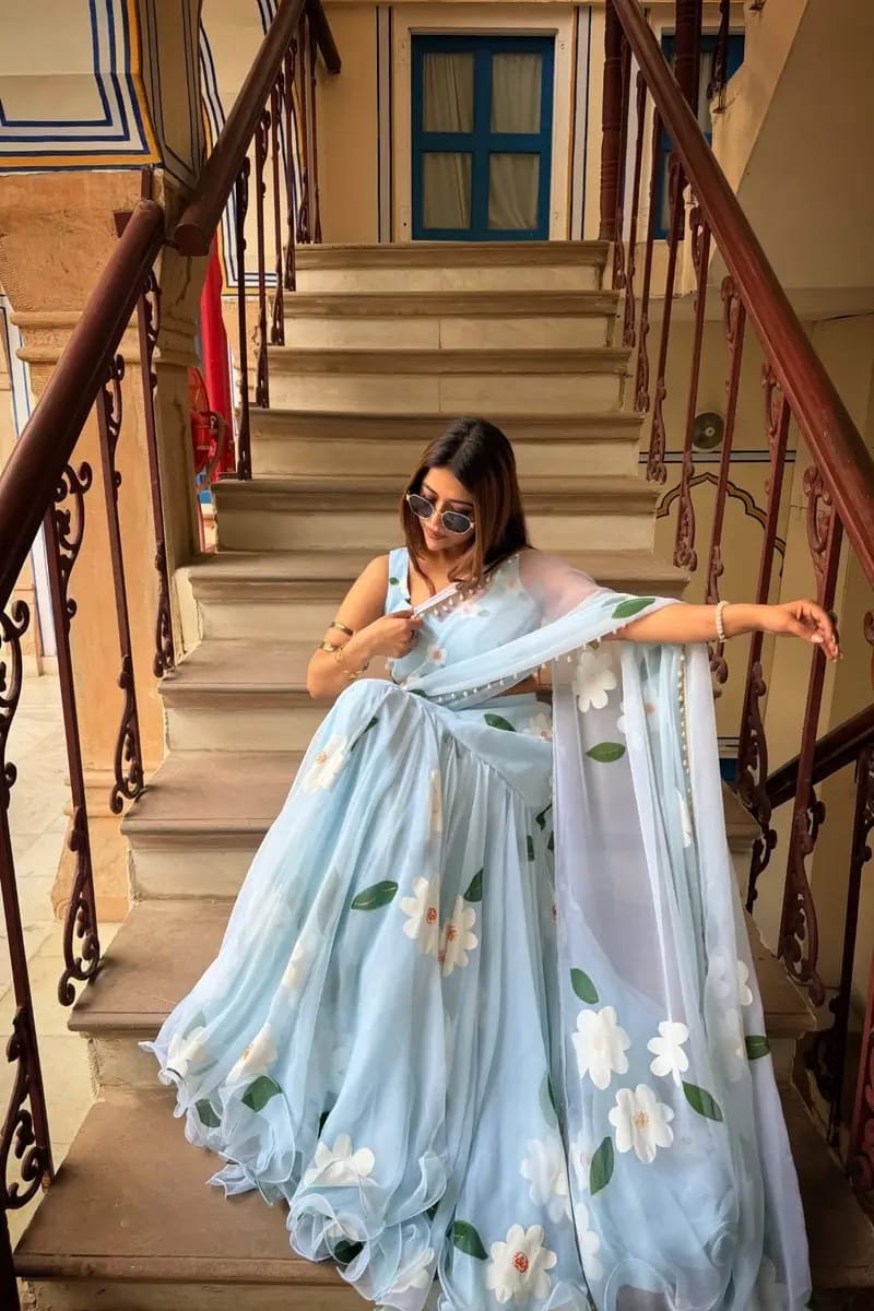 Ruffle Glam Georgette Lehenga Saree – New Designer Launch