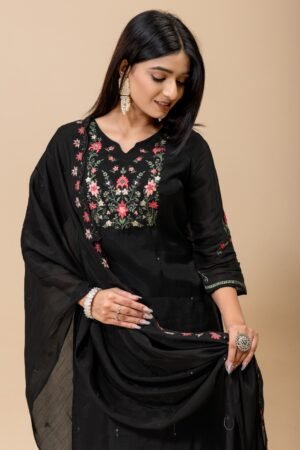Alternative view of Pure  Mul Chanderi with embrodery work