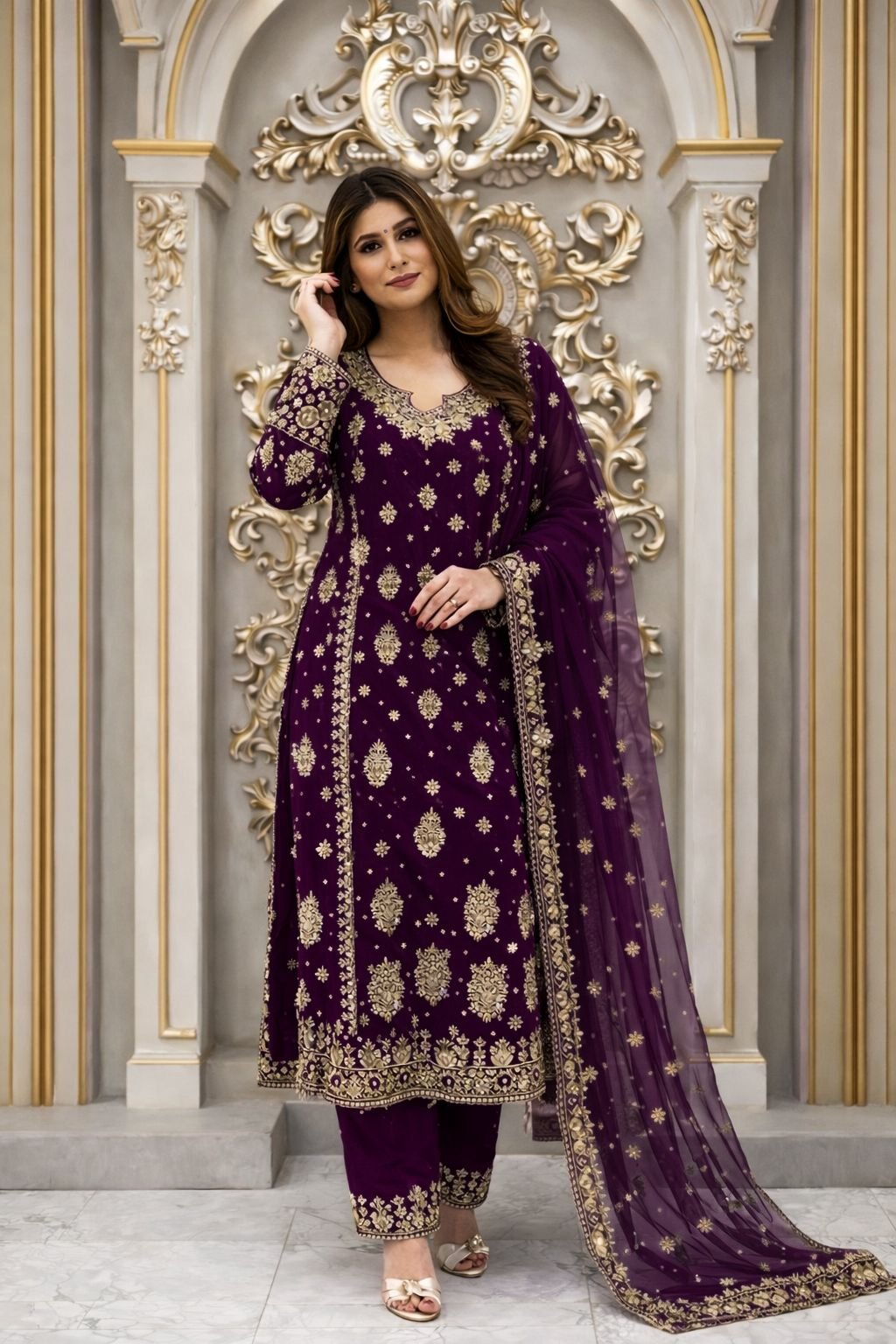 PRESENTING 3 PIECE STYLISH KURTI DUPATTA WITH BEAUTIFUL PLAZZO - Image 3