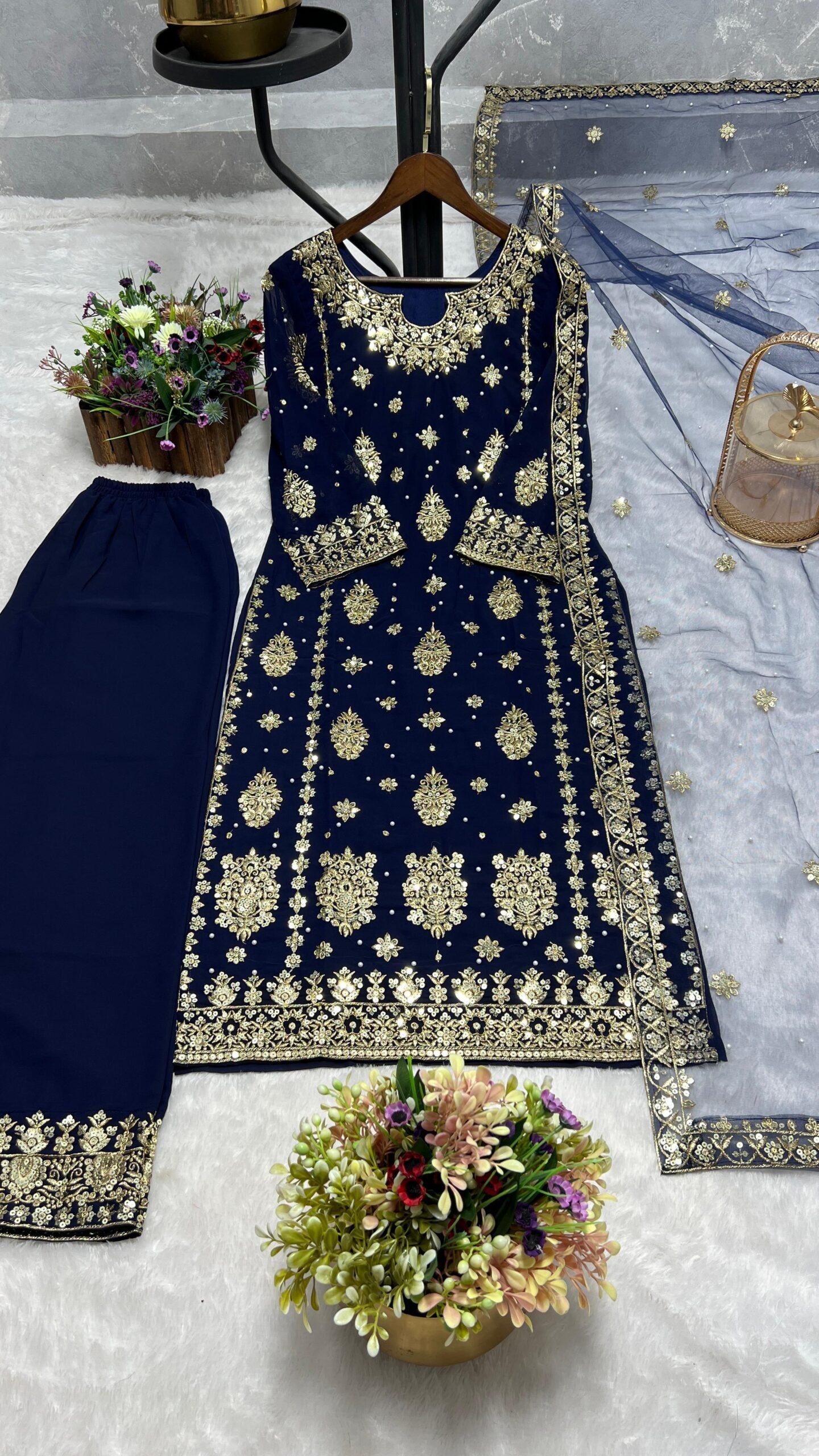 PRESENTING 3 PIECE STYLISH KURTI DUPATTA WITH BEAUTIFUL PLAZZO - Image 2