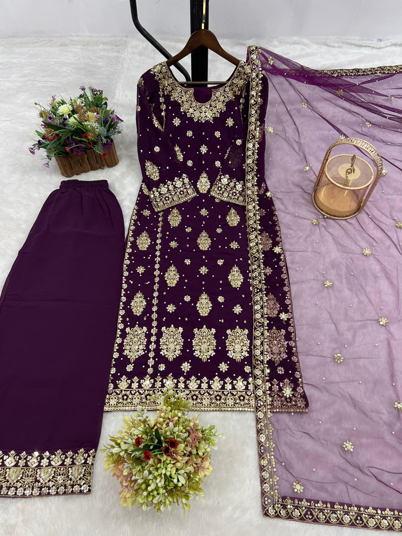 PRESENTING 3 PIECE STYLISH KURTI DUPATTA WITH BEAUTIFUL PLAZZO - Image 4