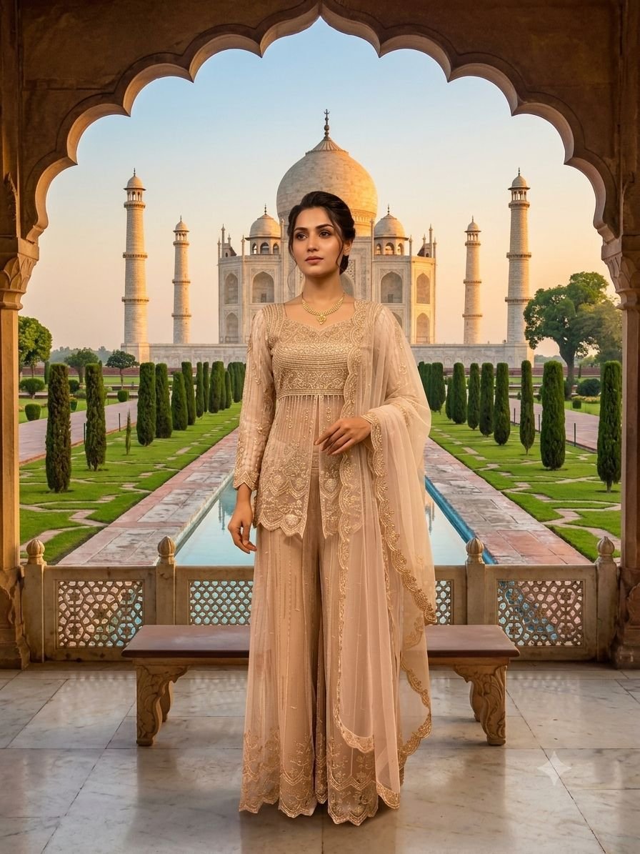 THIS SEASON WEAR OUR BEAUTIFUL AND HEAVY INDO-WESTERN FITS SEQUENCE EMBROIDERED TOP , PLAZZO WITH DUPATTA
