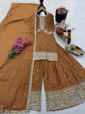 Alternative view of AK-Series New Designer Party Top Pallazo & Dupatta Set