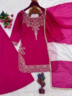 Alternative view of PRESENTING 3 PIECE STYLISH TOP, PLAZAA AND DUPATTA WITH BEAUTIFUL EMBROIDERY SEQUENCE WORK