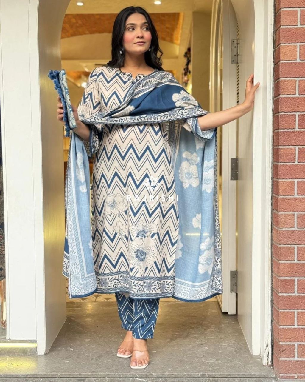 Morgan Sequence Silk Digital Print Kurti With Pant With Dupatta