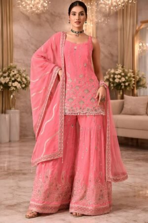 HEAVY FOX GEORGETTE with Embroidery Work + Latkan