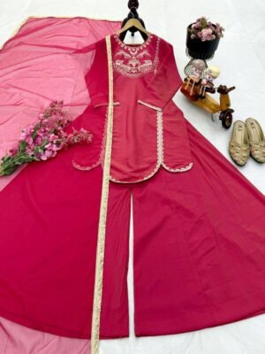 Alternative view of AK-Series New Designer Party Top Sharara & Dupatta Set