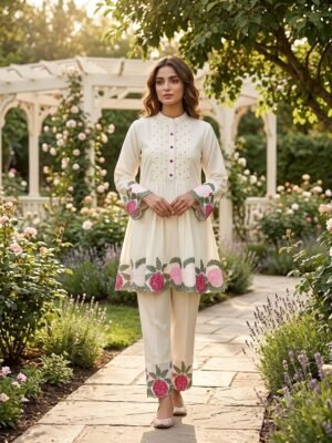 THIS SUMMER SEASON WEAR TRENDY CO-ORD SET WITH EMBROIDERY WORK