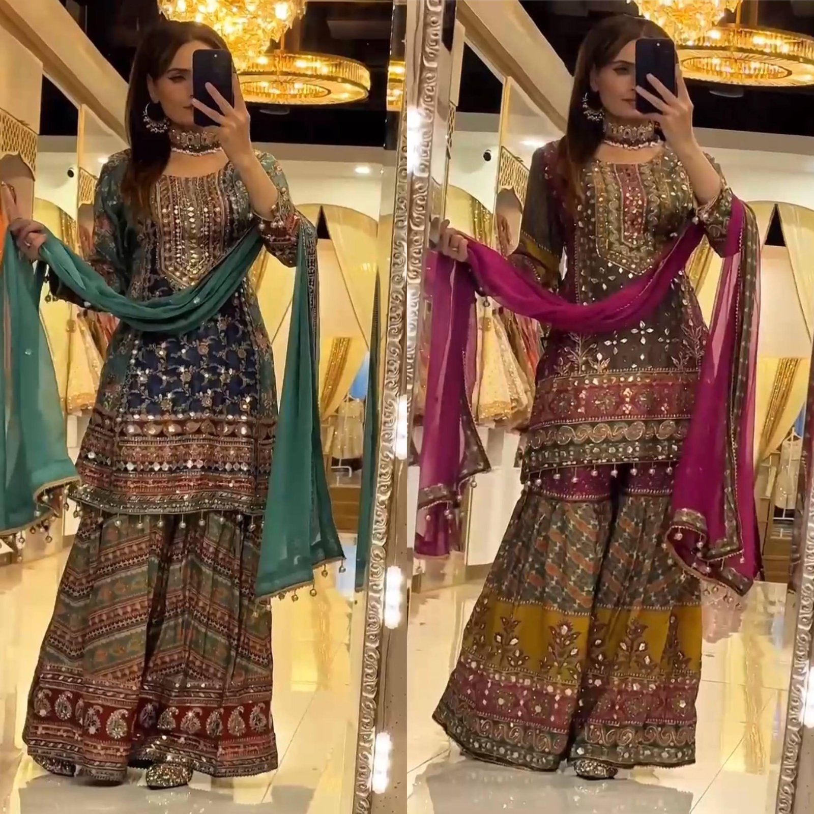 AK LUNCHING NEW ĐĚSIGNER PARTY WEAR TOP ANDPLAZZO. WITH FANCY DUPPATA WITH EMBROIDERY WORK - Image 5