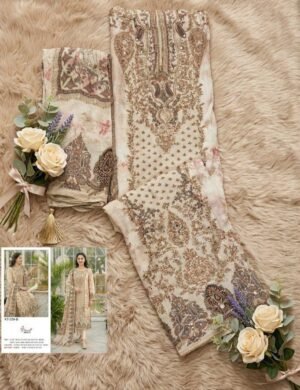 Alternative view of Pure Viscous Maslin Digital Print and  Aari Work with dimond  Bottom- Pure Viscose Rayon