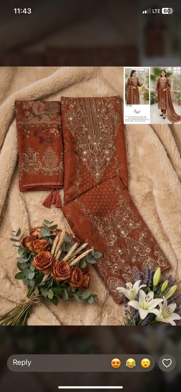 Pure Viscous Maslin Digital Print and Aari Work with dimond Bottom- Pure Viscose Rayon - Image 6