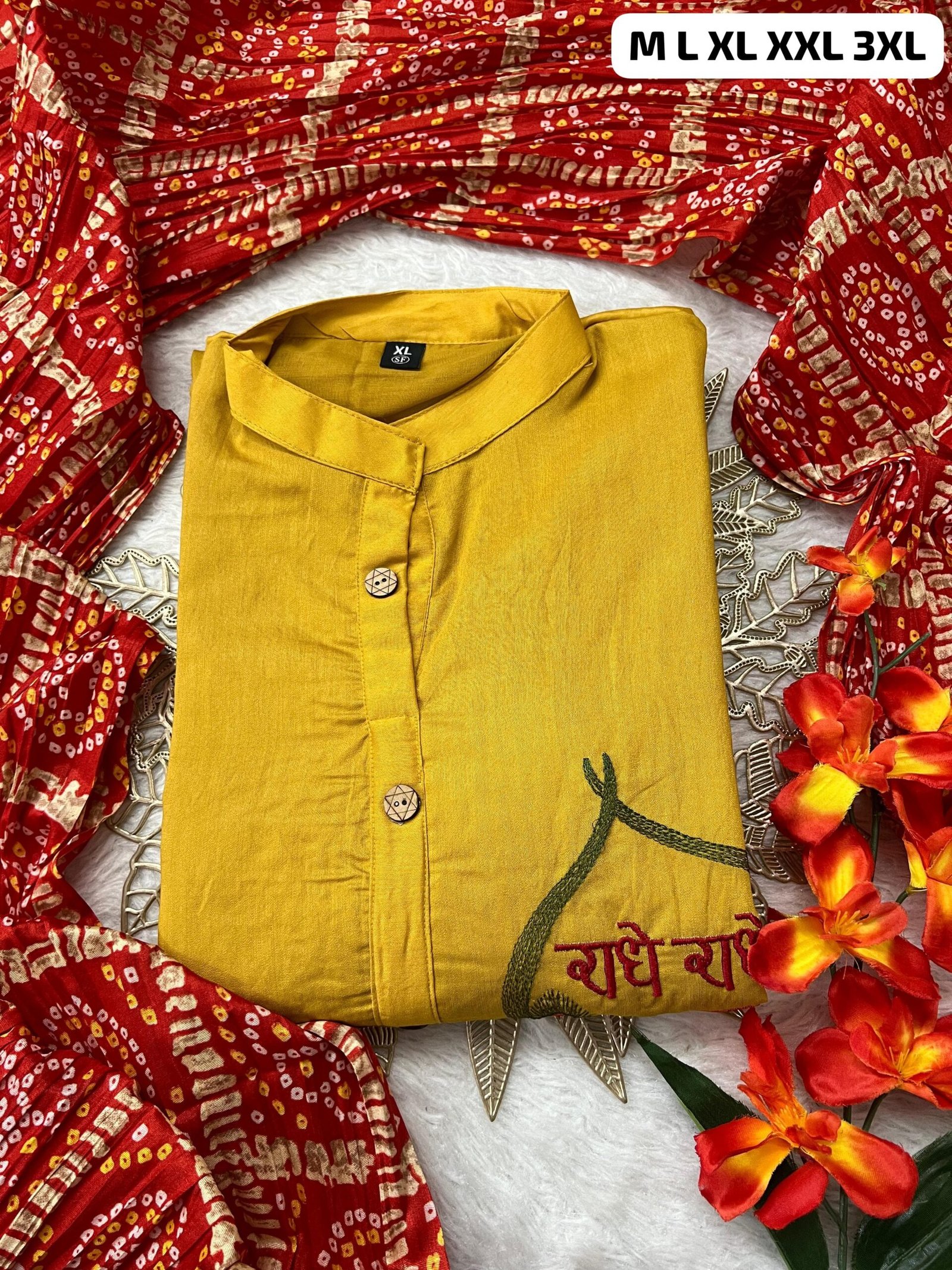 CHANDERI MASLIN KURTI WITH CHINON DUPATTA - Image 2