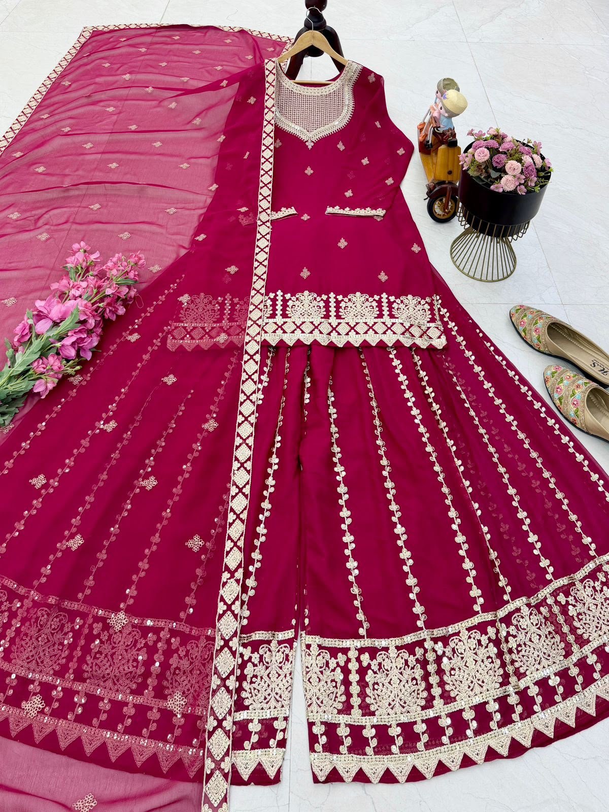 AK-Series New Designer Party Sharara Suit & Dupatta Set - Image 2