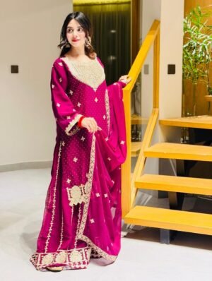 AK-Series  New Designer Party Sharara Suit & Dupatta Set